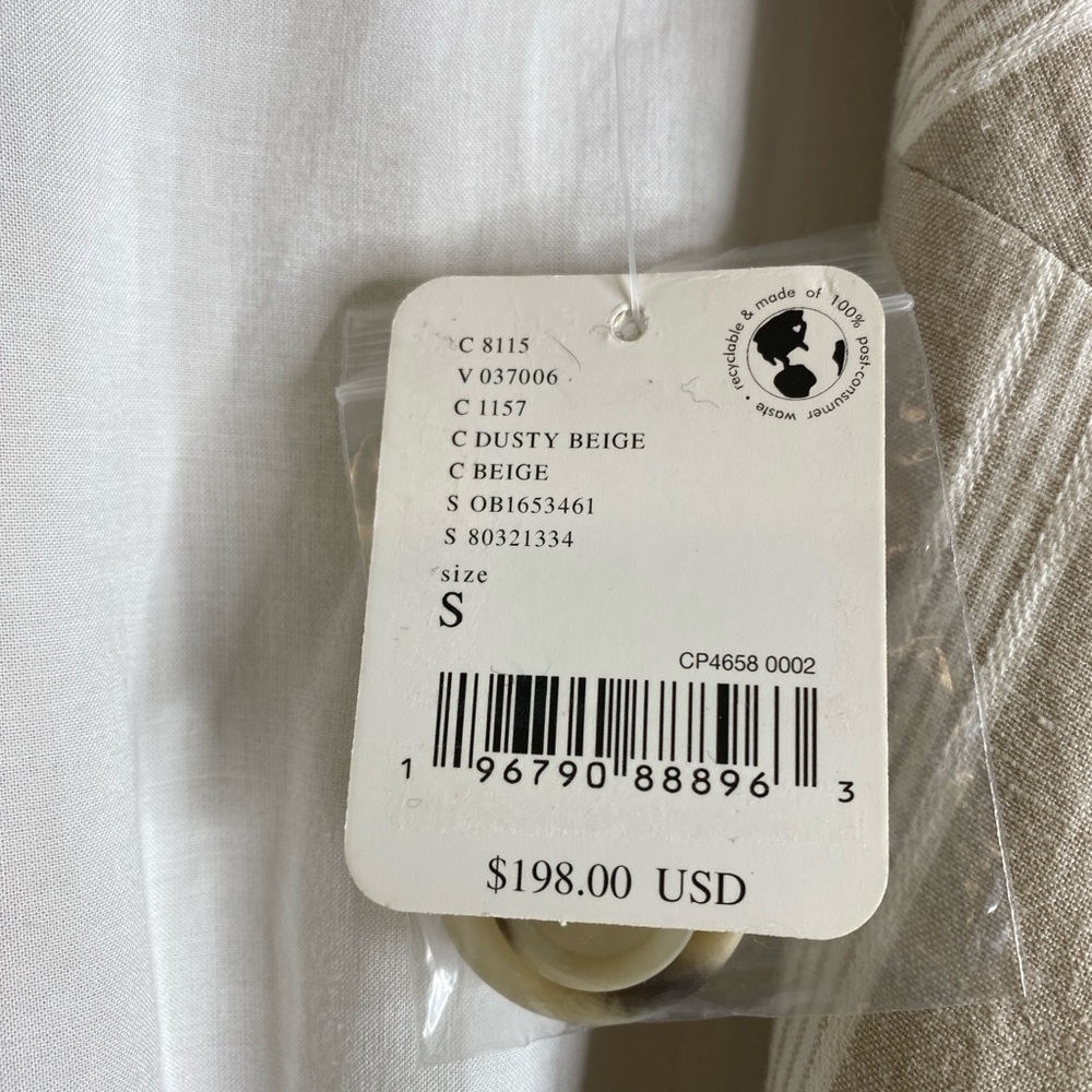 NEW FREE PEOPLE fern blazer in dusty beige $198‎ cotton cinched with tag small - Picture 5 of 9